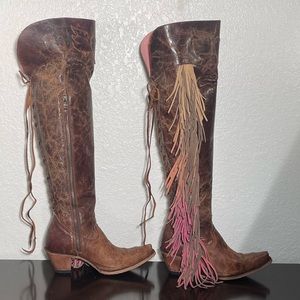 Lane Junk Gypsy Spirit Animal over-the-knee boots in Distressed Mocha Size 8